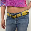 Decorative Silver Buckle Yellow Leather Belt