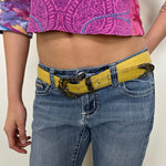 Decorative Silver Buckle Yellow Leather Belt