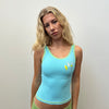 Turquoise Flower Print Sports Cami Top - Size XS