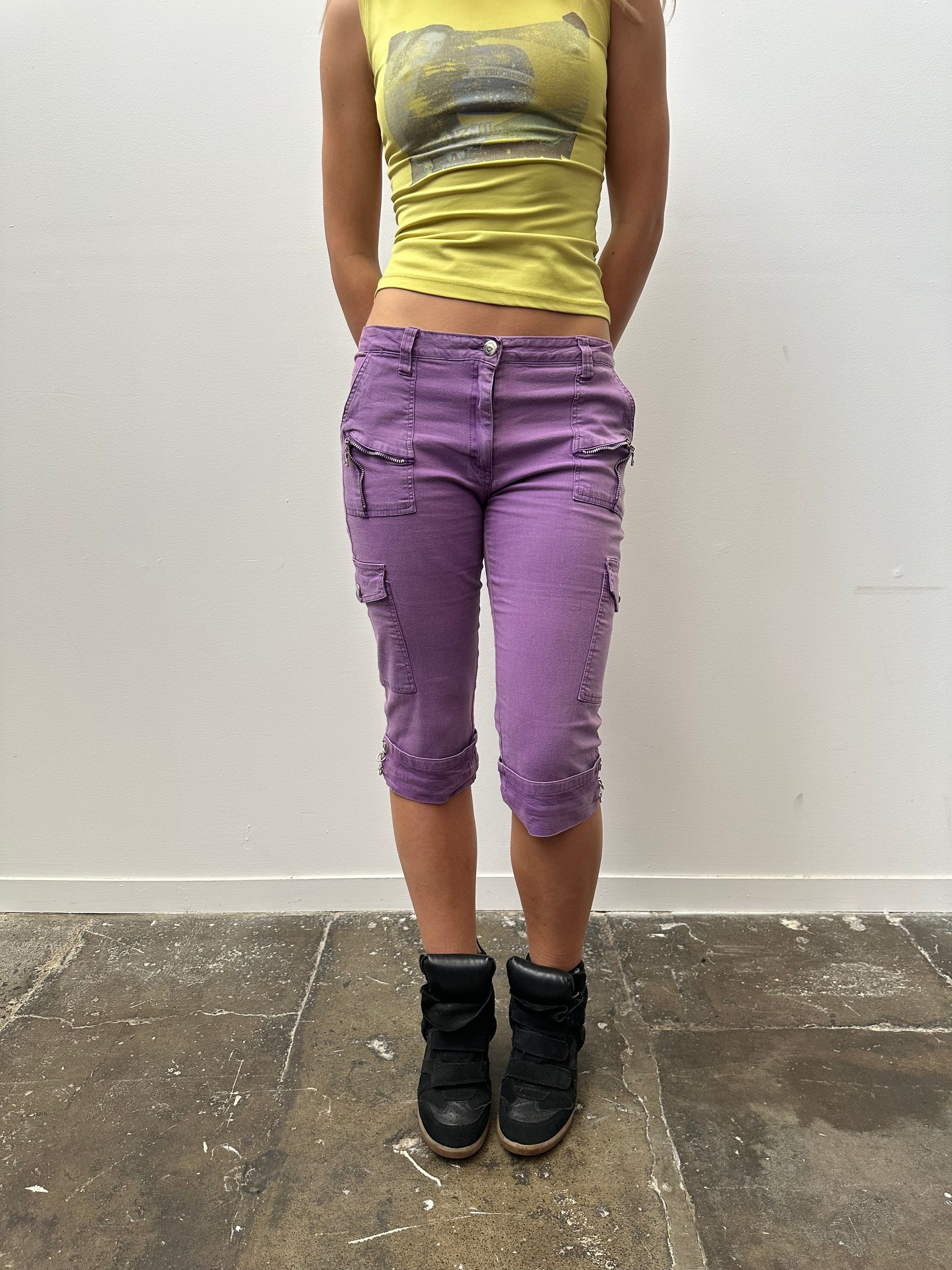 Lilac Cargo Capris - Size S