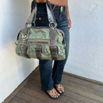 00s Michael Kors Green Metallic Nylon Handbag