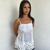 White Floral Embroidered Floaty Cami Top