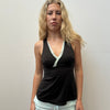 Black & Turquoise Vneck Sports Tank Top - Size S