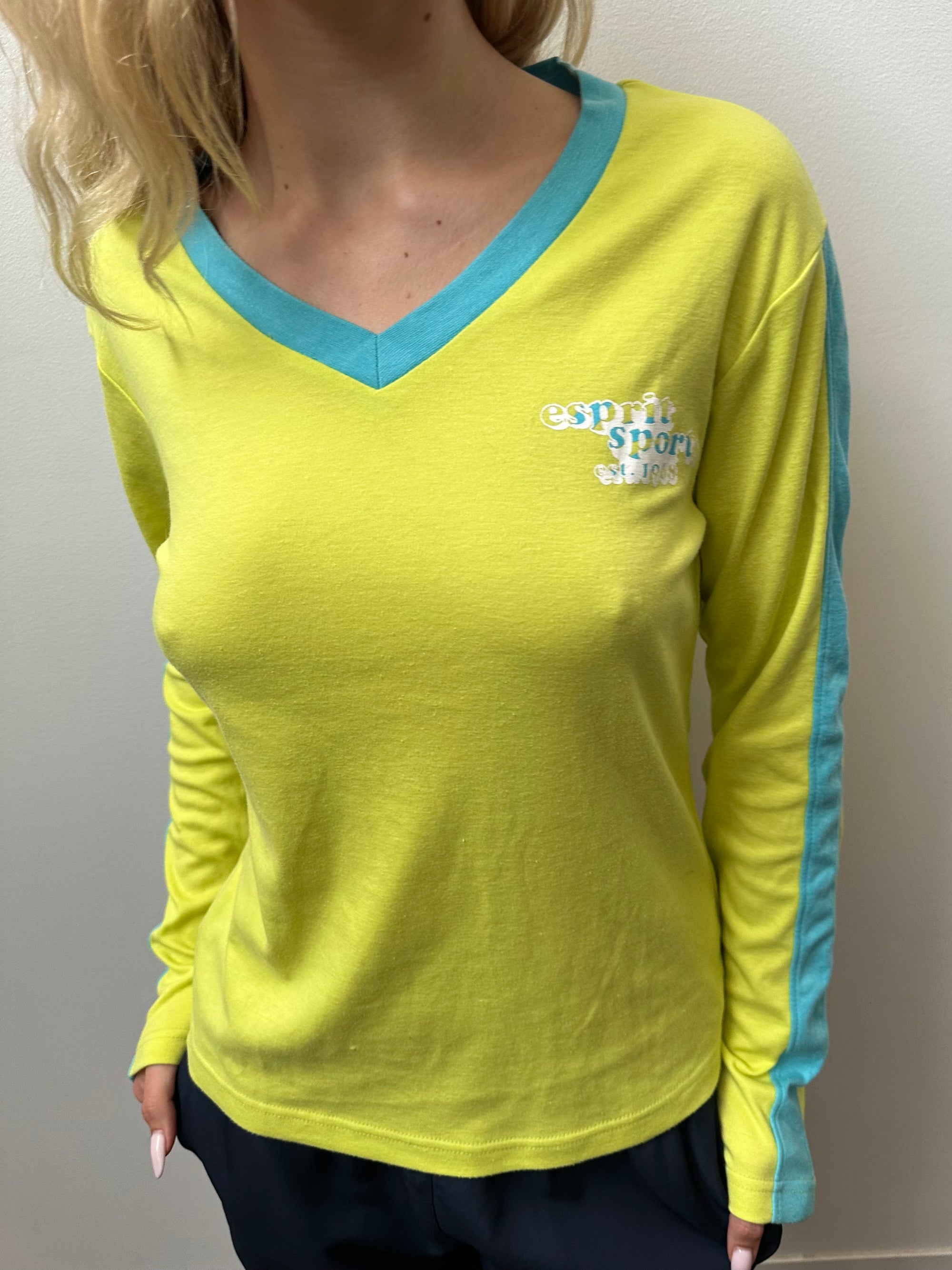 Esprit Neon Yellow Long Sleeve Top - Size L