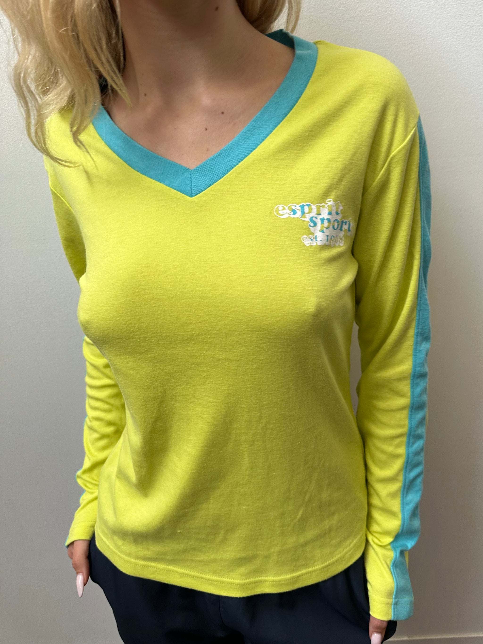 Esprit Neon Yellow Long Sleeve Top - Size L