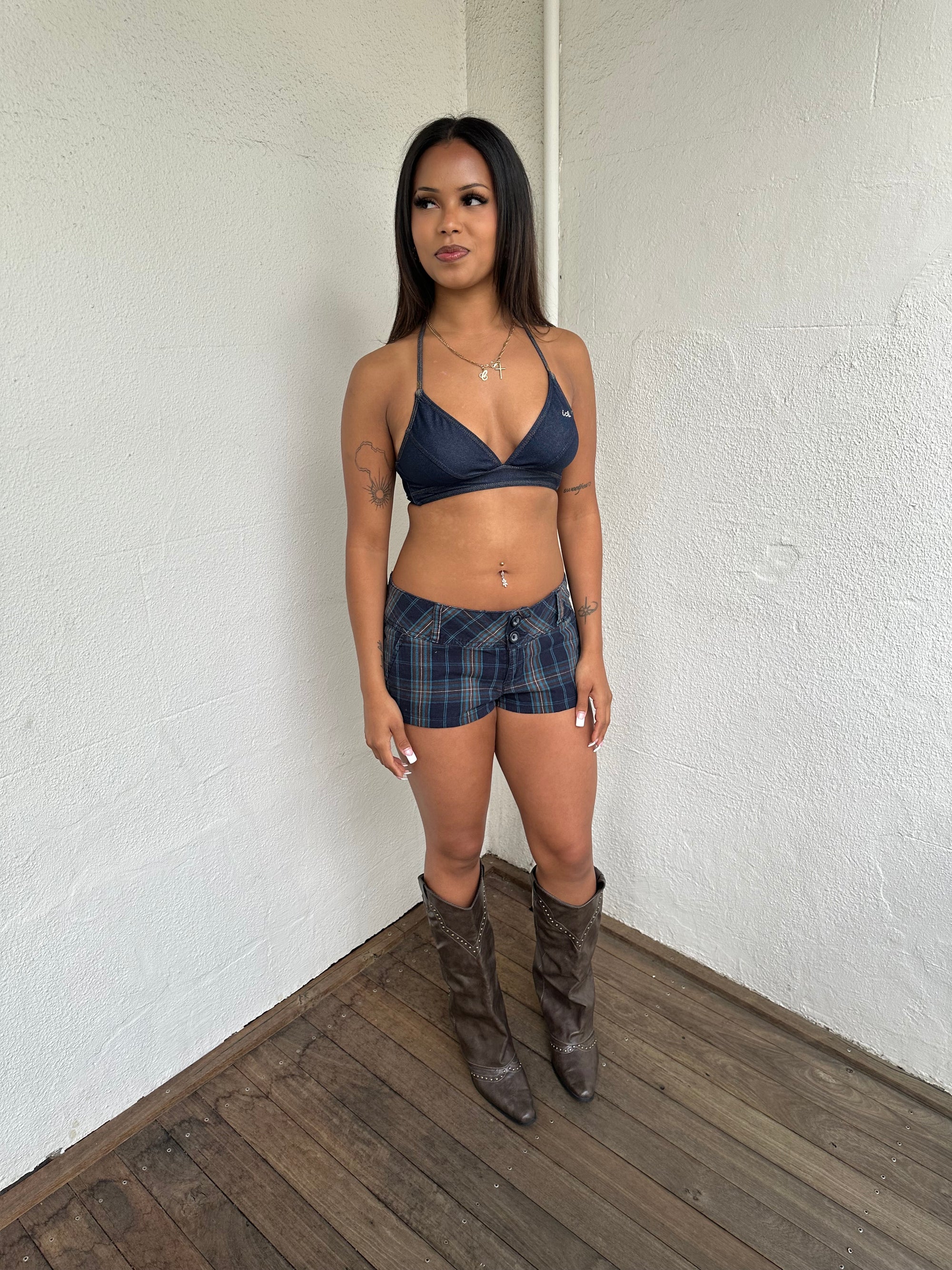 Blue & Brown Tartan Shorts