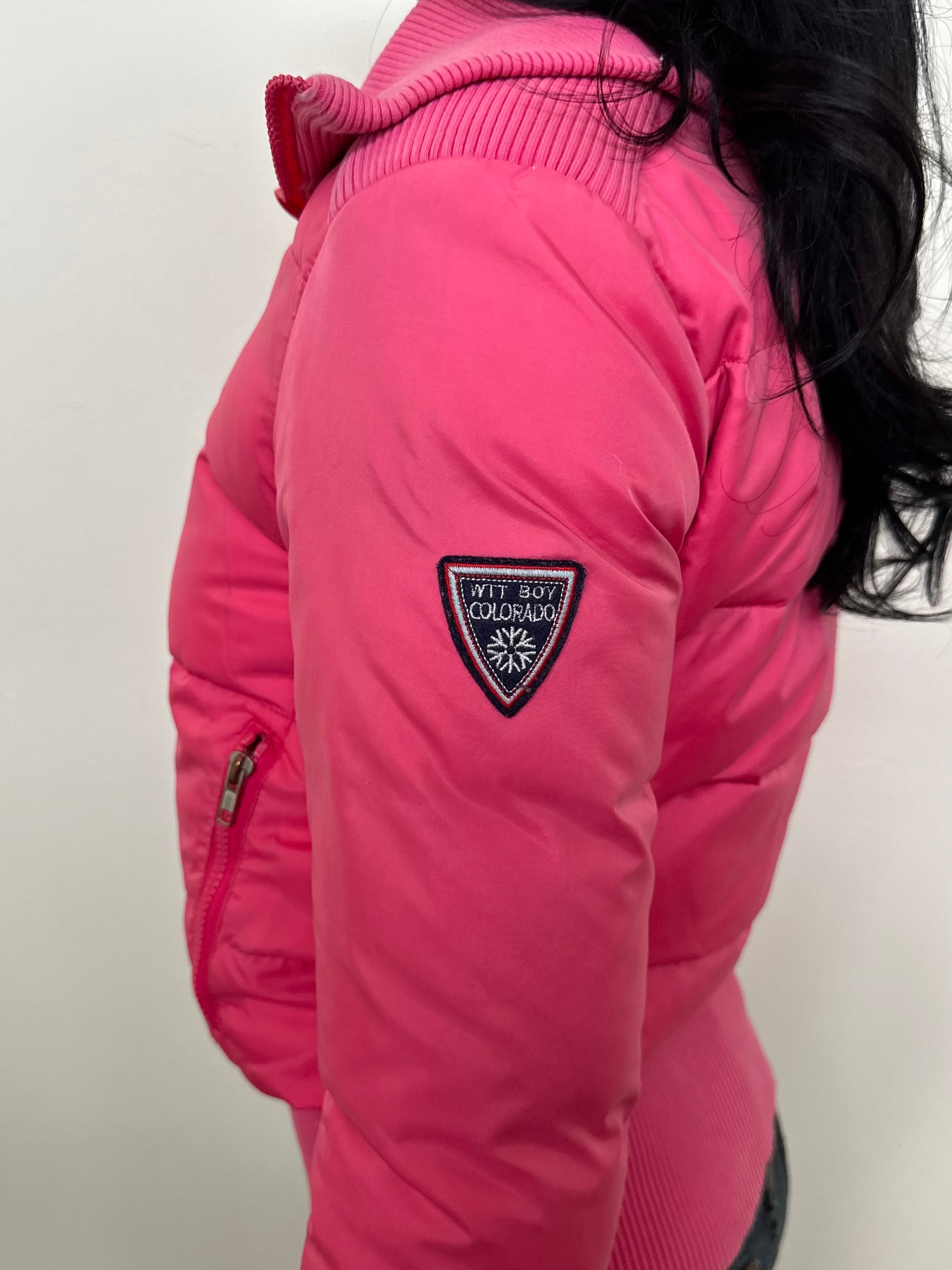 Hot Pink Short Puffer Jacket - Size S
