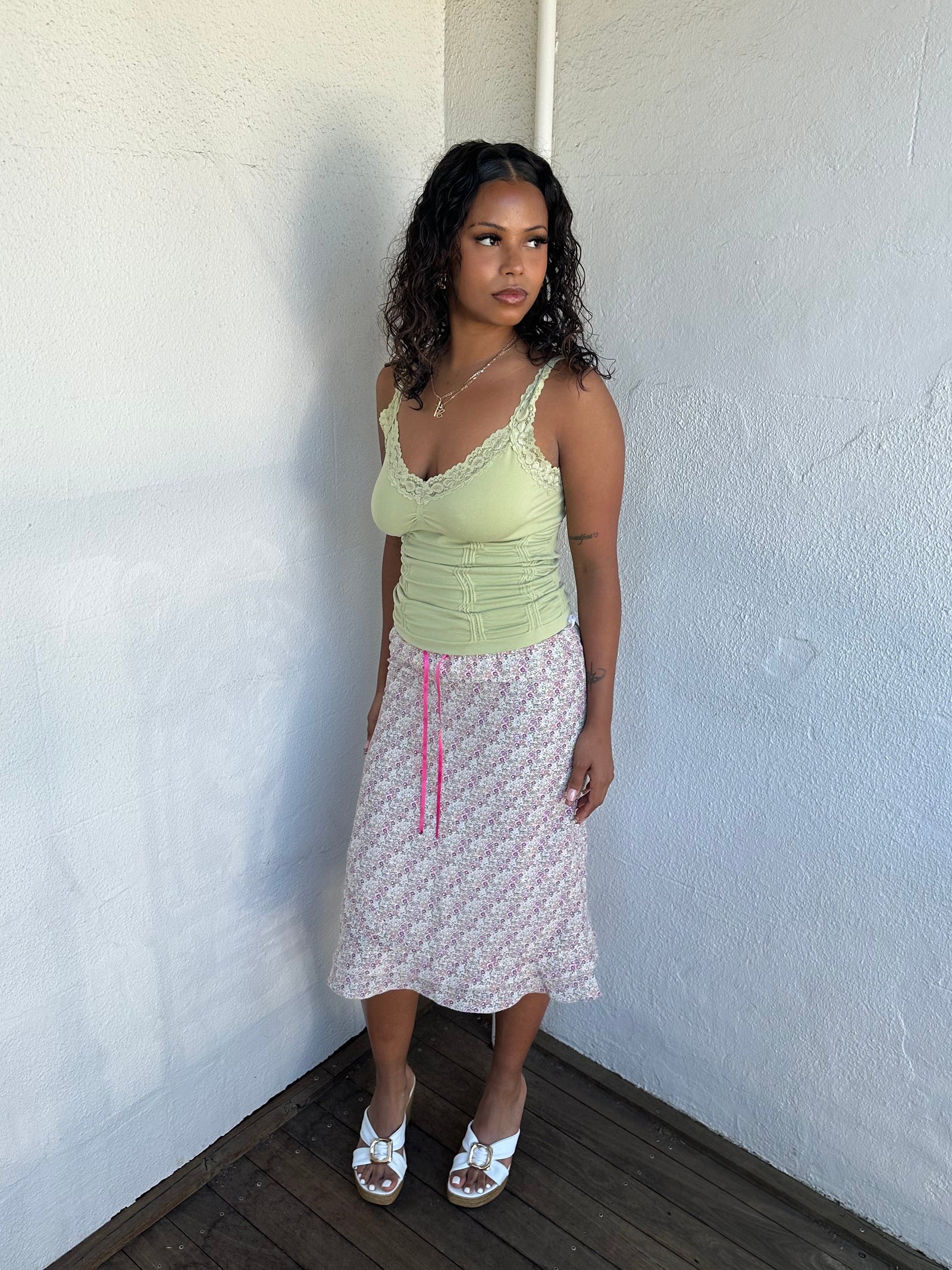 Ditsy Floral Y2K Midi Skirt - Size S