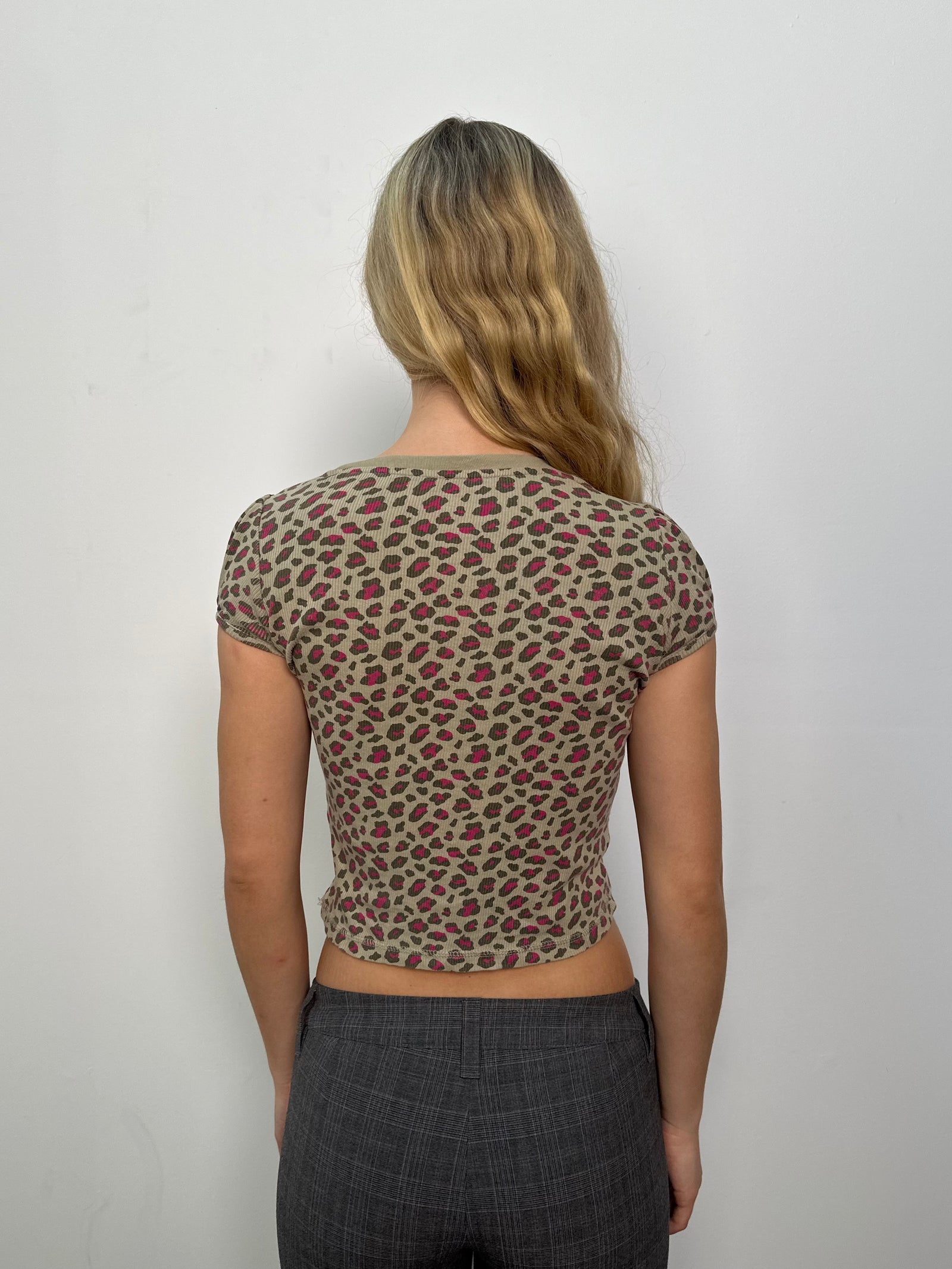 Pink & Beige Leopard Print Baby-T - Size XS