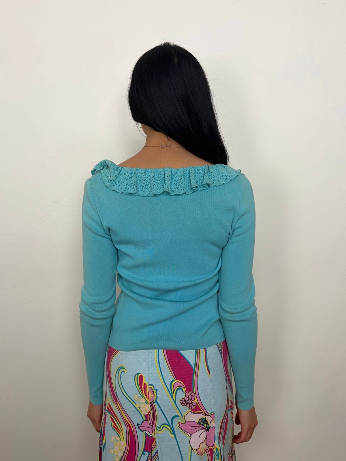 Moschino Turquoise Ruffle Cardigan - Size M