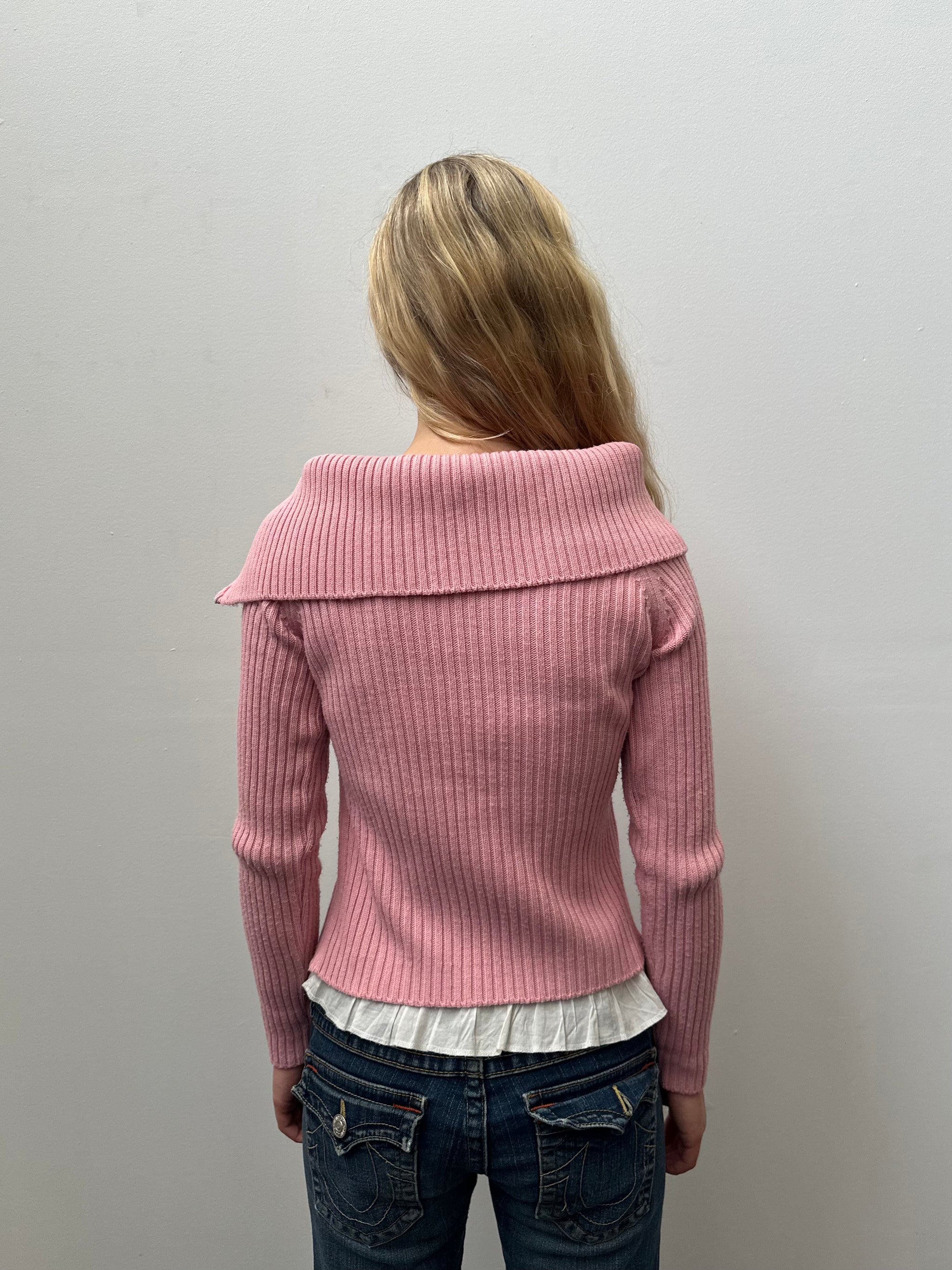 Baby Pink Ribbed Double Zip - Size M