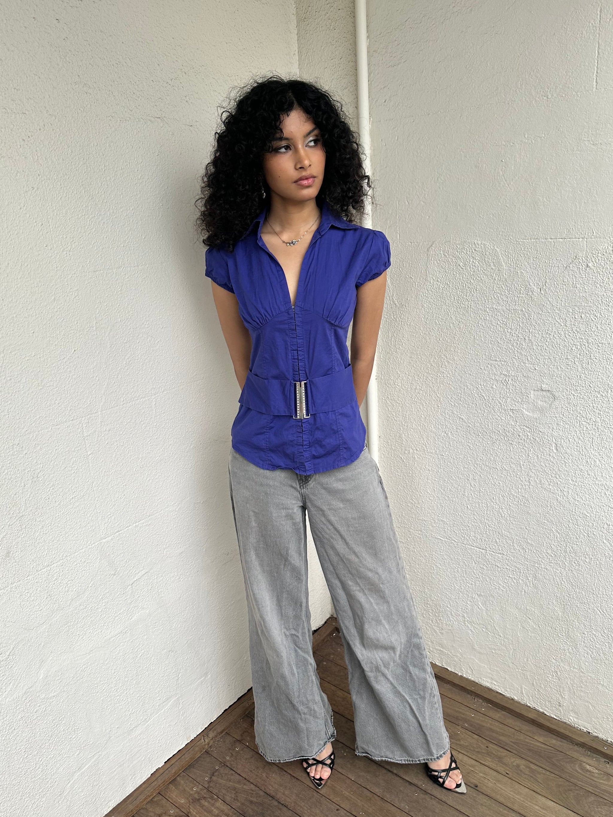 Indigo Purple Belted Shirt - Size S