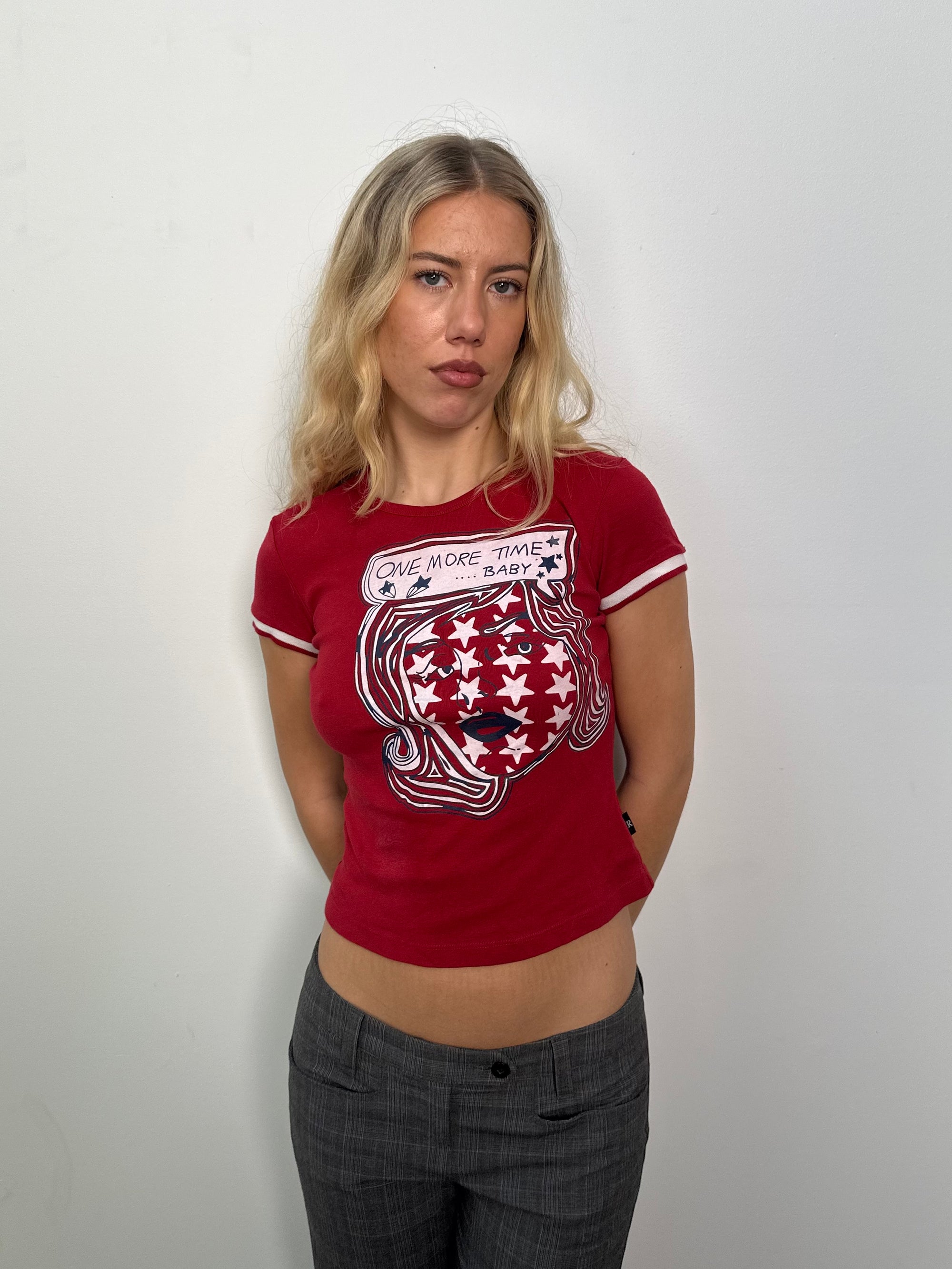 Red Graphic 'One More Time Baby" Baby-T - Size S