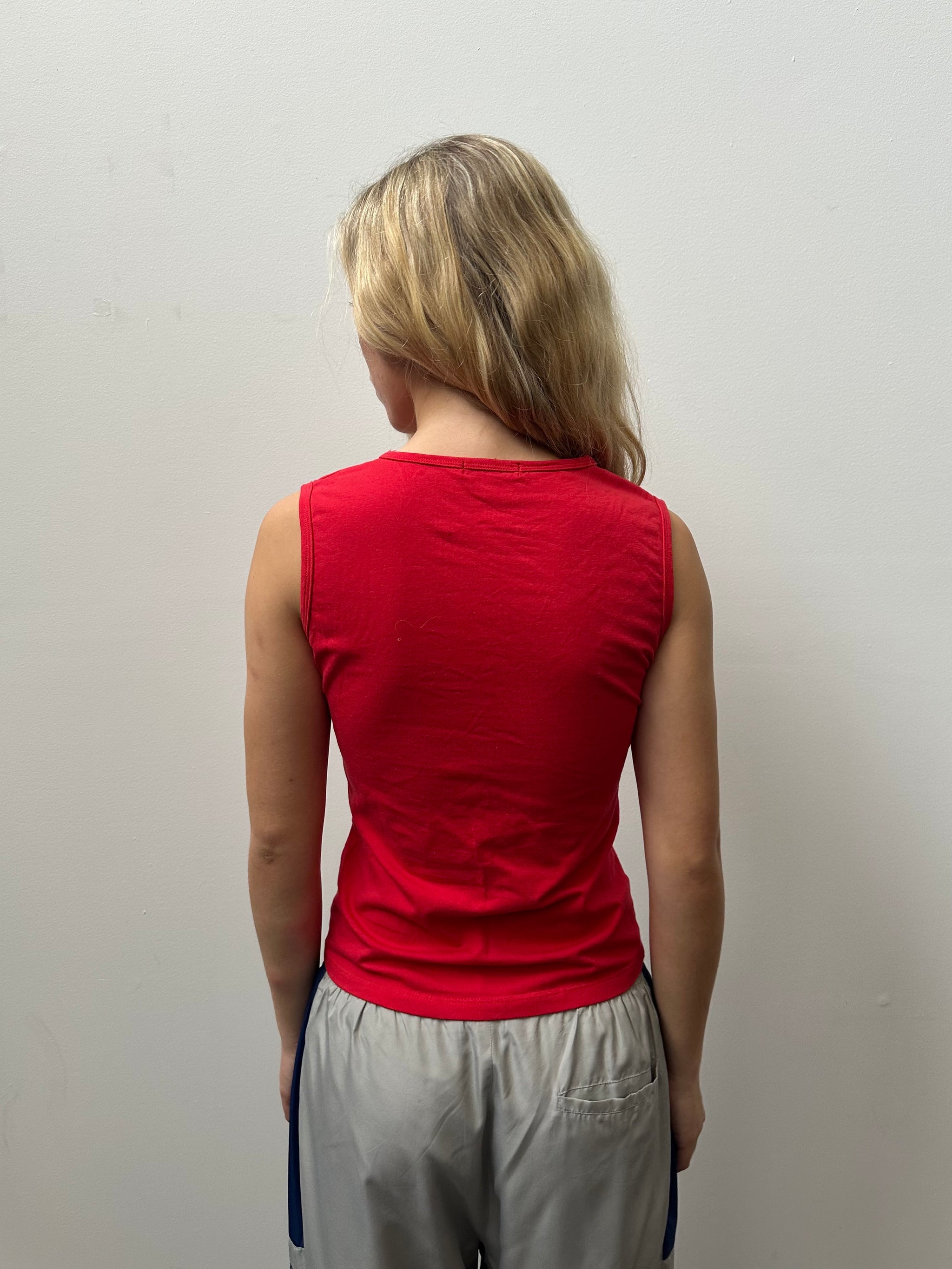 Bebe Red Graphic Tank Top - Size L