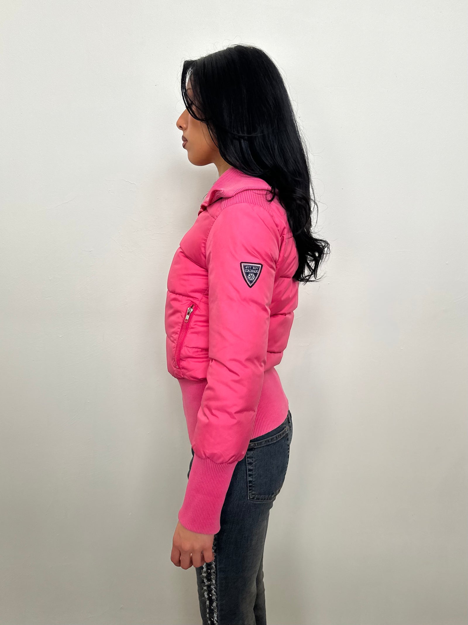 Hot Pink Short Puffer Jacket - Size S