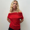 Red Off The Shoulder Longline Top - Size M