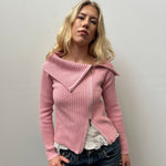 Baby Pink Ribbed Double Zip - Size M
