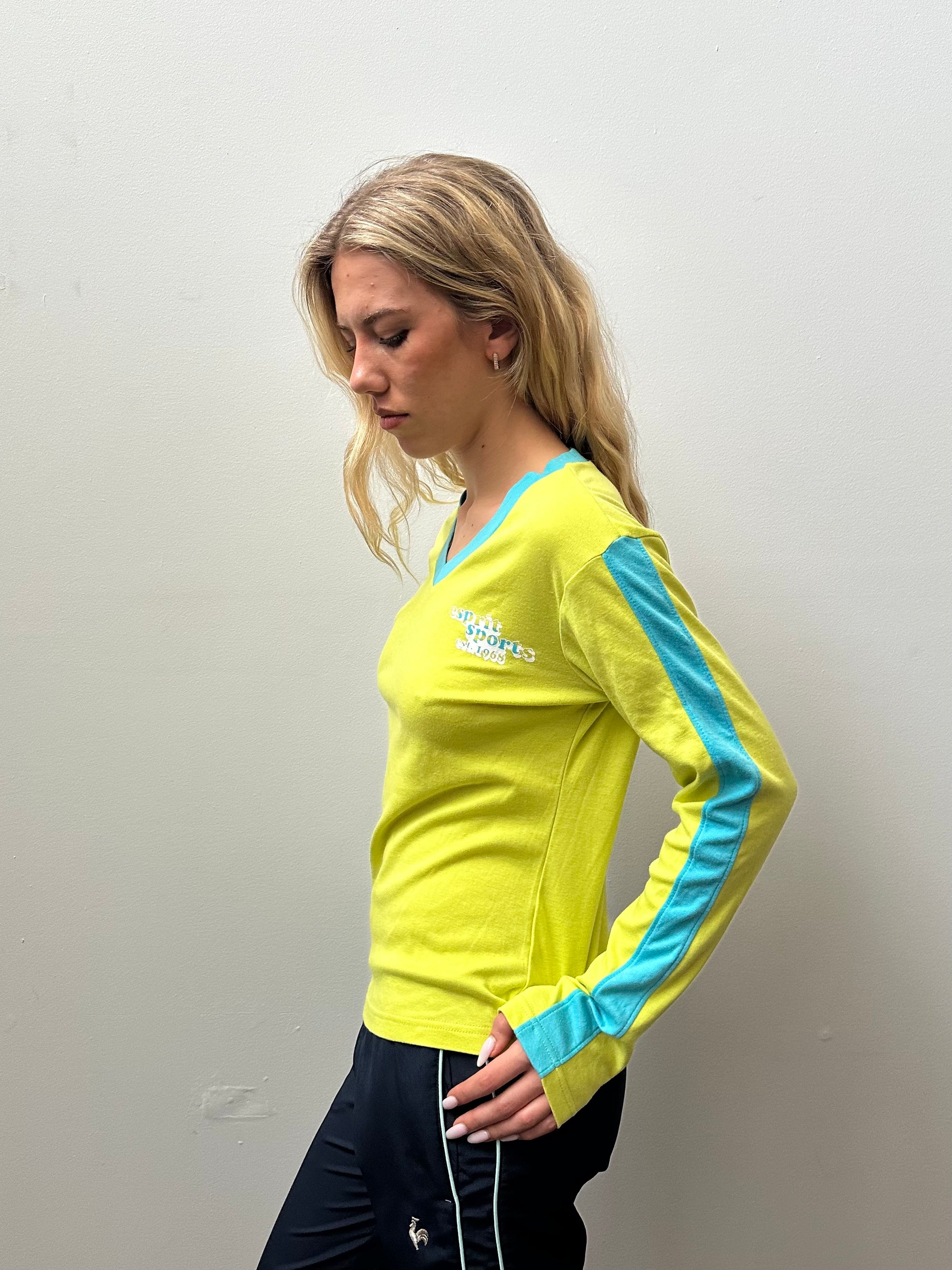 Esprit Neon Yellow Long Sleeve Top - Size L