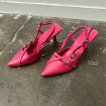 Hot Pink Buckle Straps Kitten Heels - EU 37