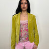 Guess Chartreuse Green Velour Blazer - Size L