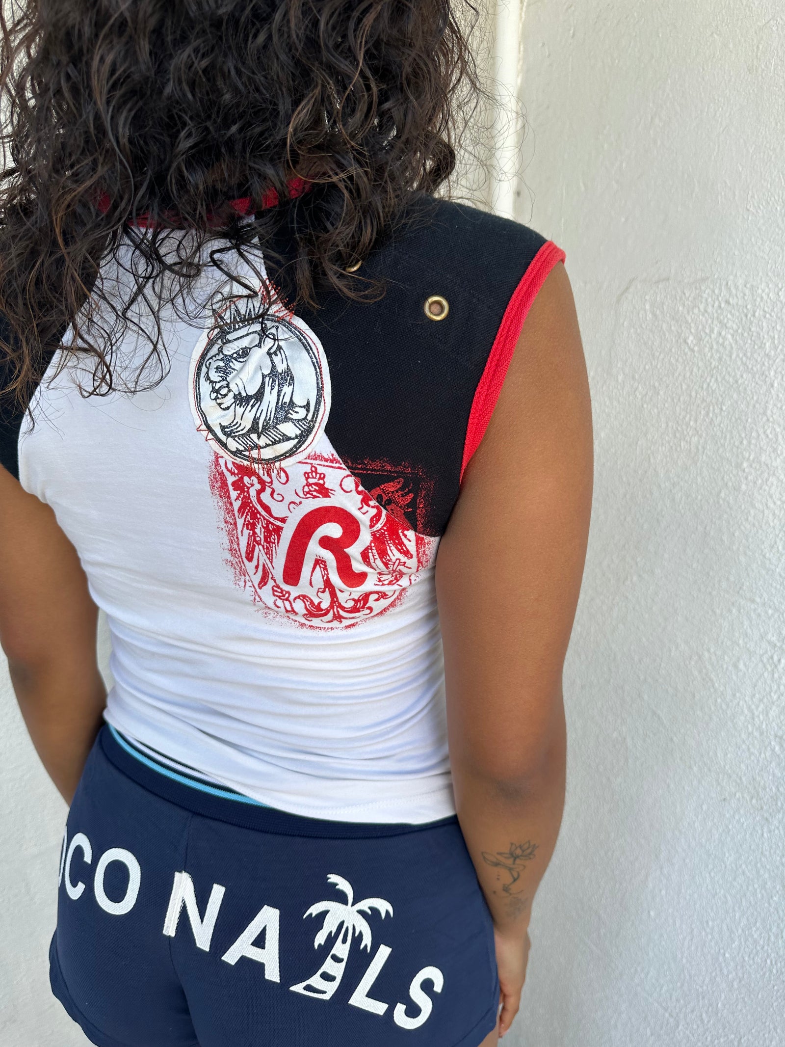 White Graphic Cheerleader Tank Top - Size M