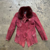 Red Real Fur & Suede Coat - S