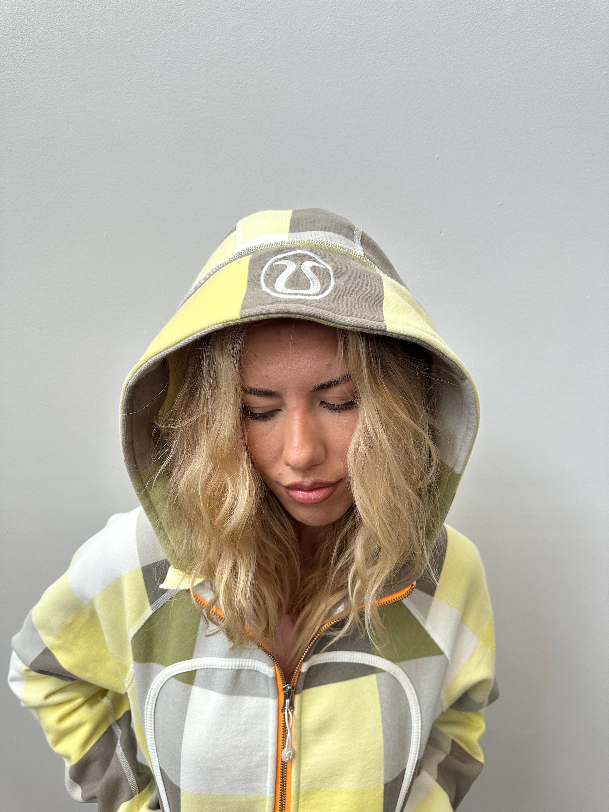 Lululemon Yellow Check Scuba Hoodie - Size L