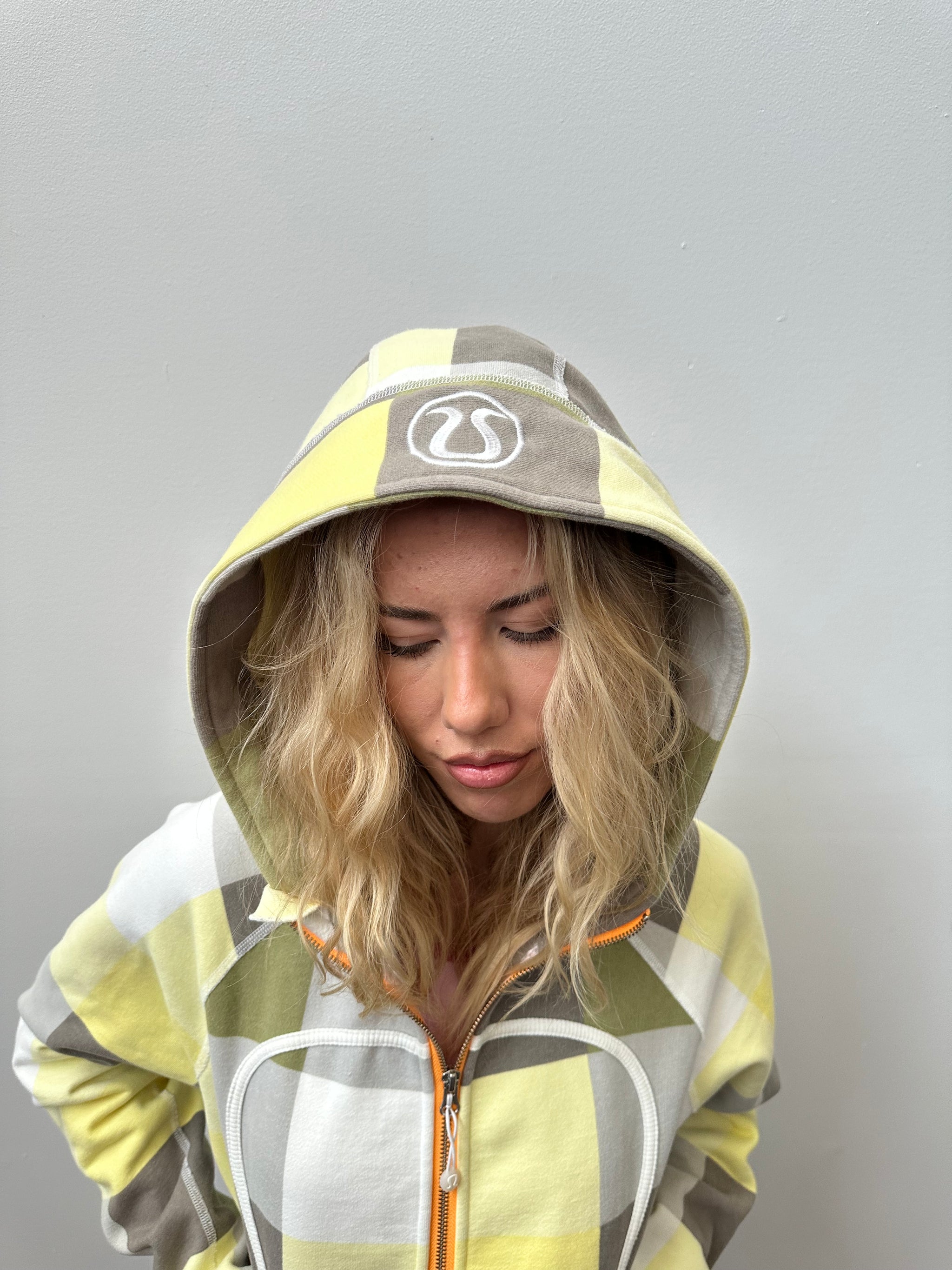 Lululemon Yellow Check Scuba Hoodie - Size L