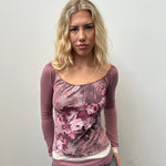 Morgan De Toi Pink Graphic Long Sleeve Top - Size S