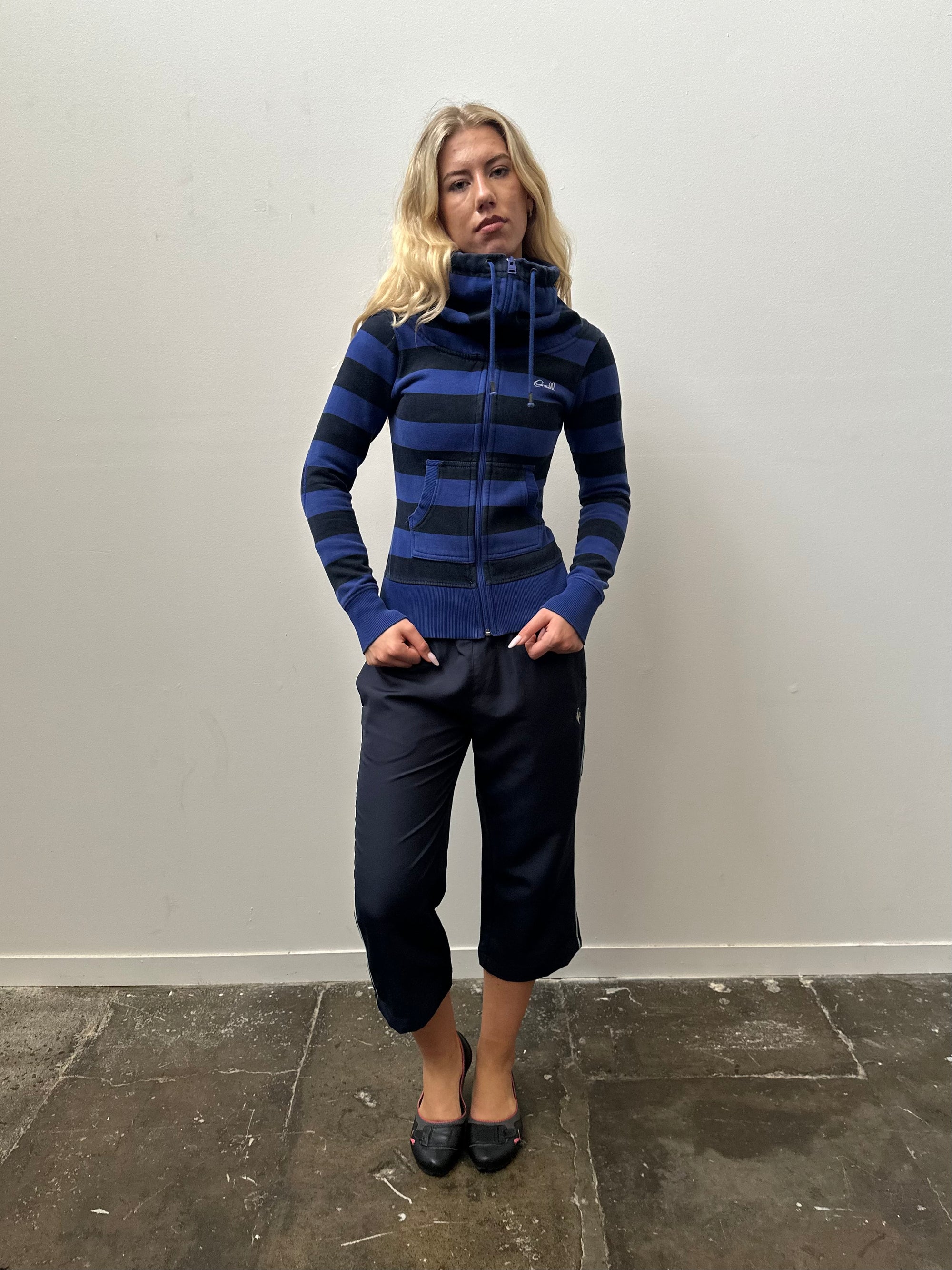 O’neil Blue & Black Stripe Zip Up - Size XS