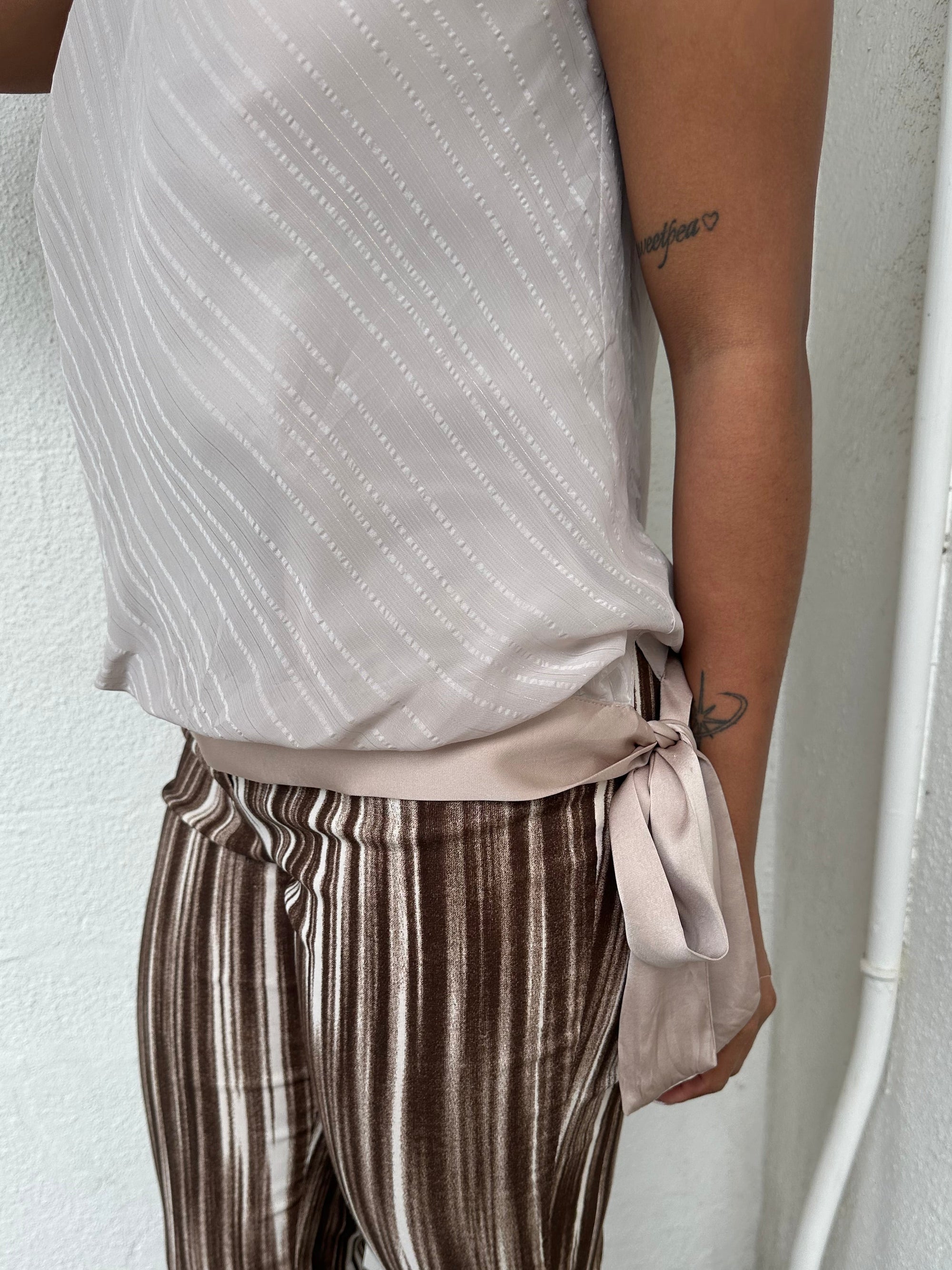 Light Beige Bubble High Neck Top