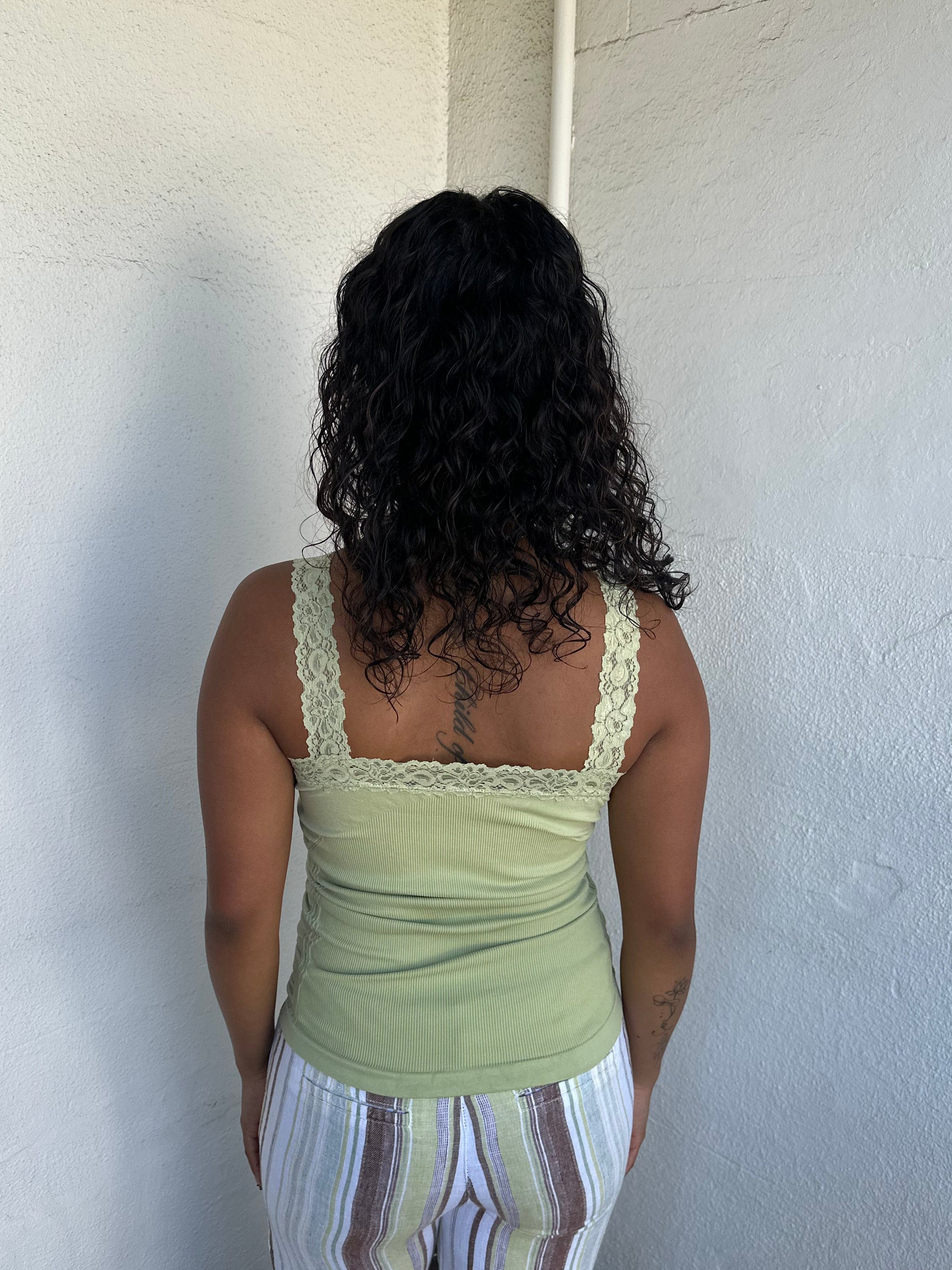 Pastel Green Lace Strap Cami - Size M