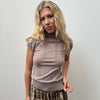 Light Brown Button Turtleneck Knitted Top - Size XS