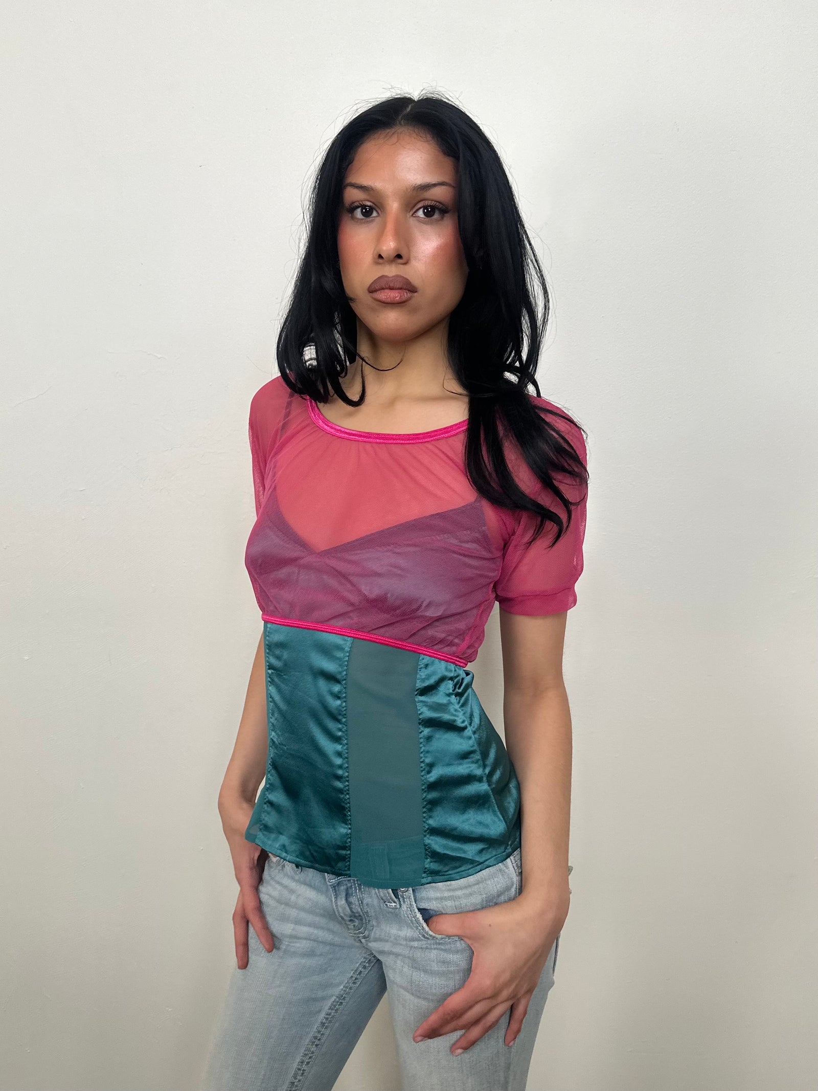 Hot Pink Netted Micro Crop - Size S