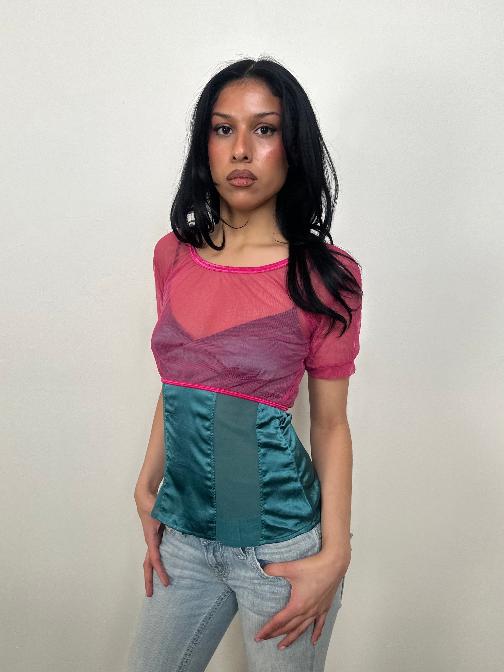 Hot Pink Netted Micro Crop - Size S