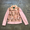 Baby Pink Real Fur & Leather Jacket - Size M