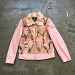 Baby Pink Real Fur & Leather Jacket - Size M