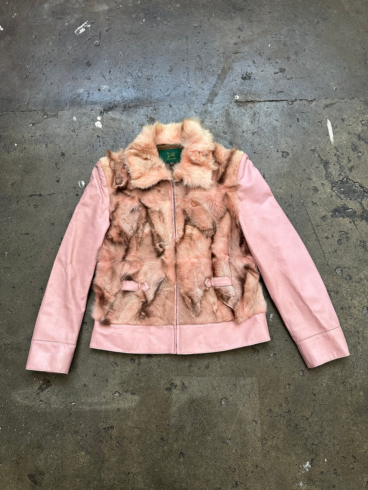 Baby Pink Real Fur & Leather Jacket - Size M