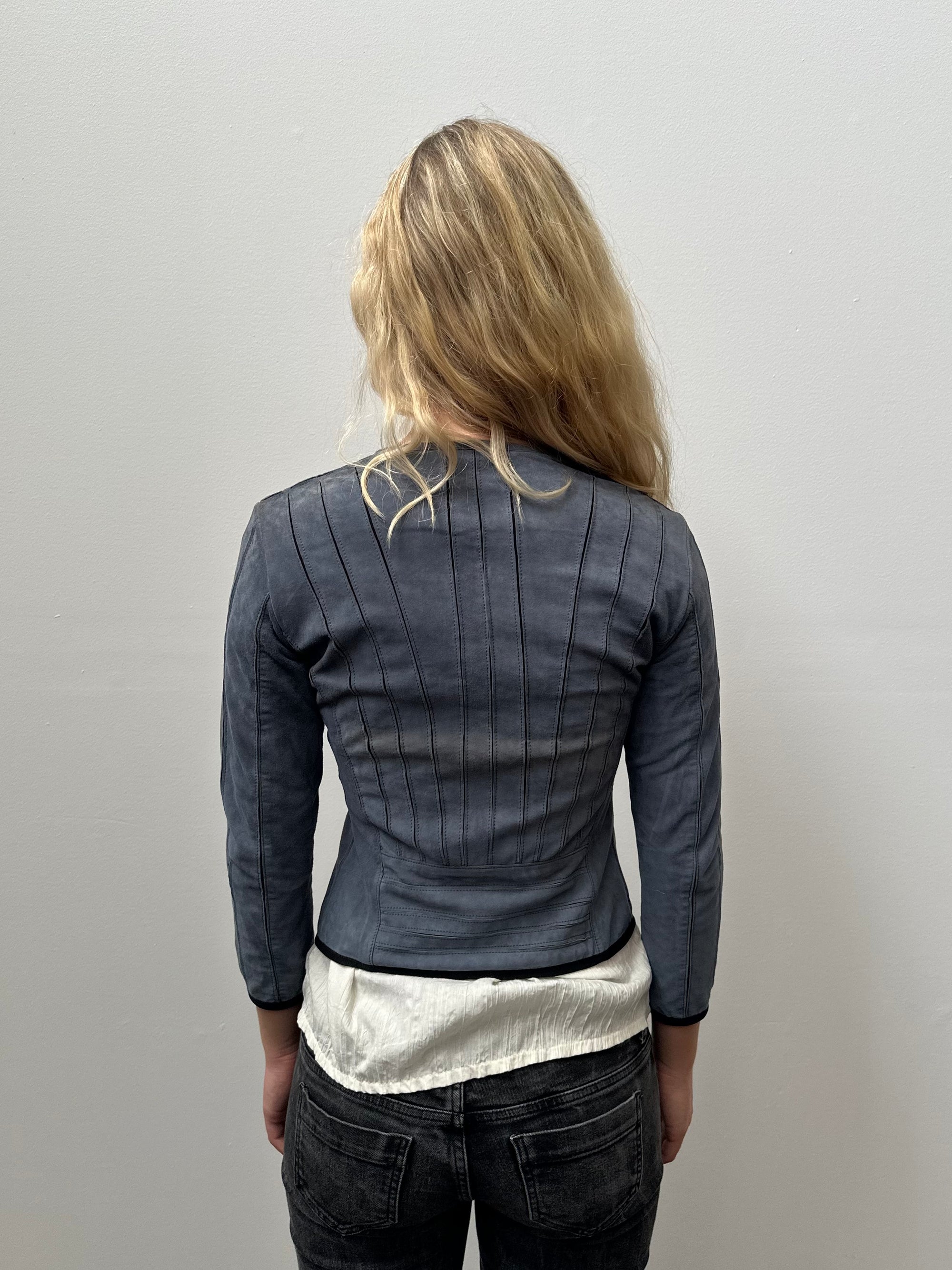 Blue Suede Panel Jacket - Size S