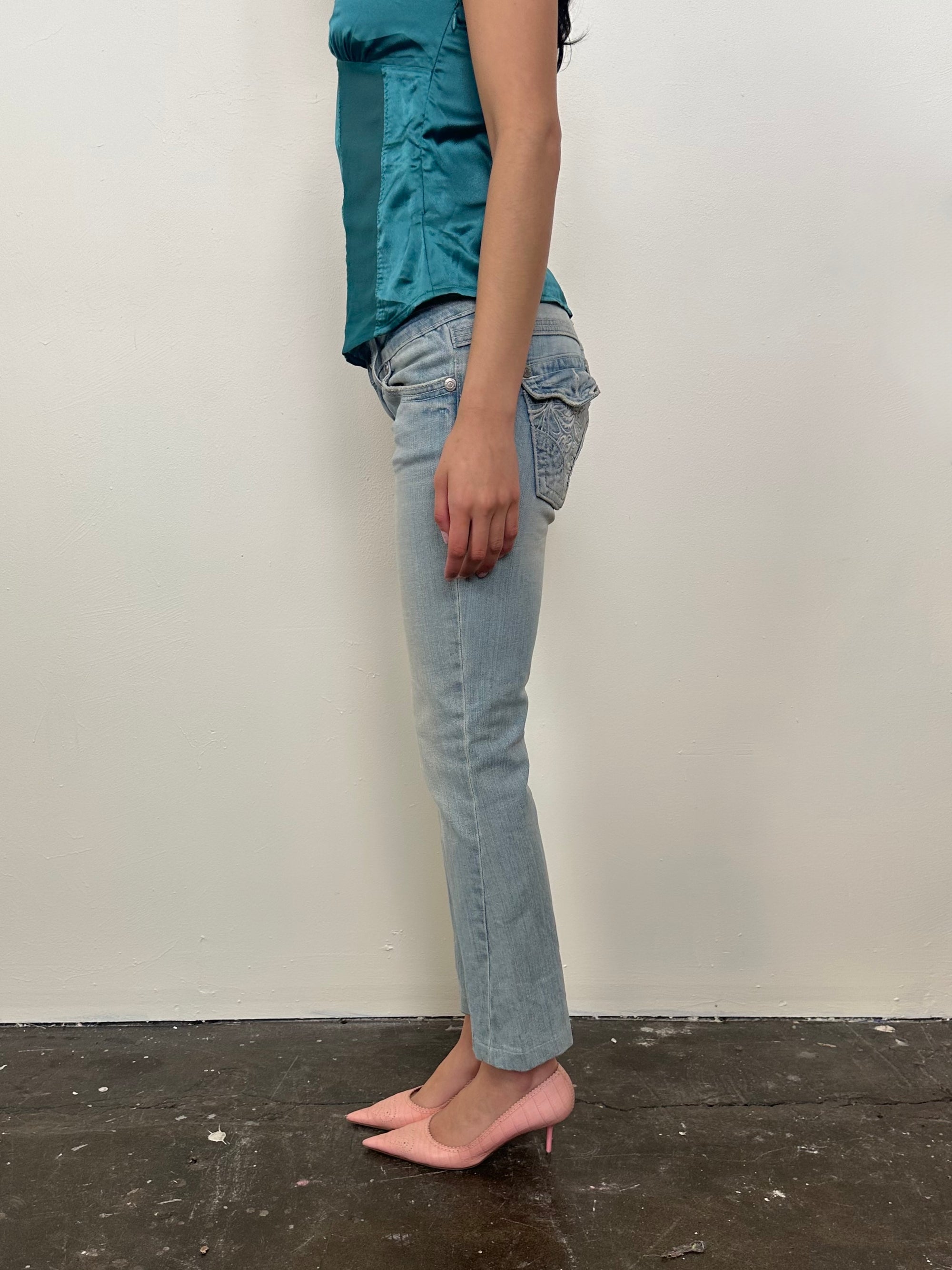Light Denim Low-rise Bootcut Jeans - Size XS