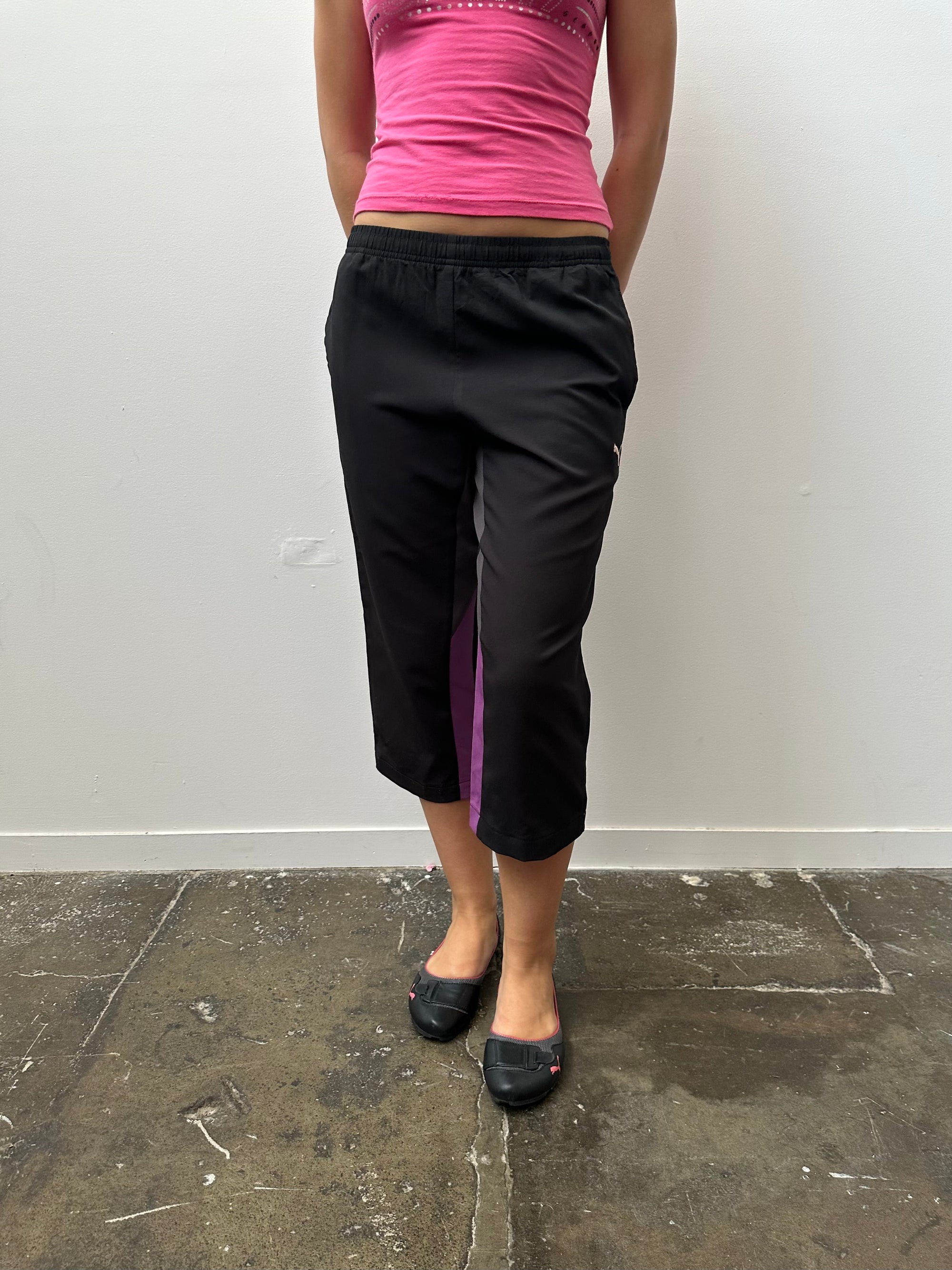 Puma Black & Purple Capri Pants - Size M