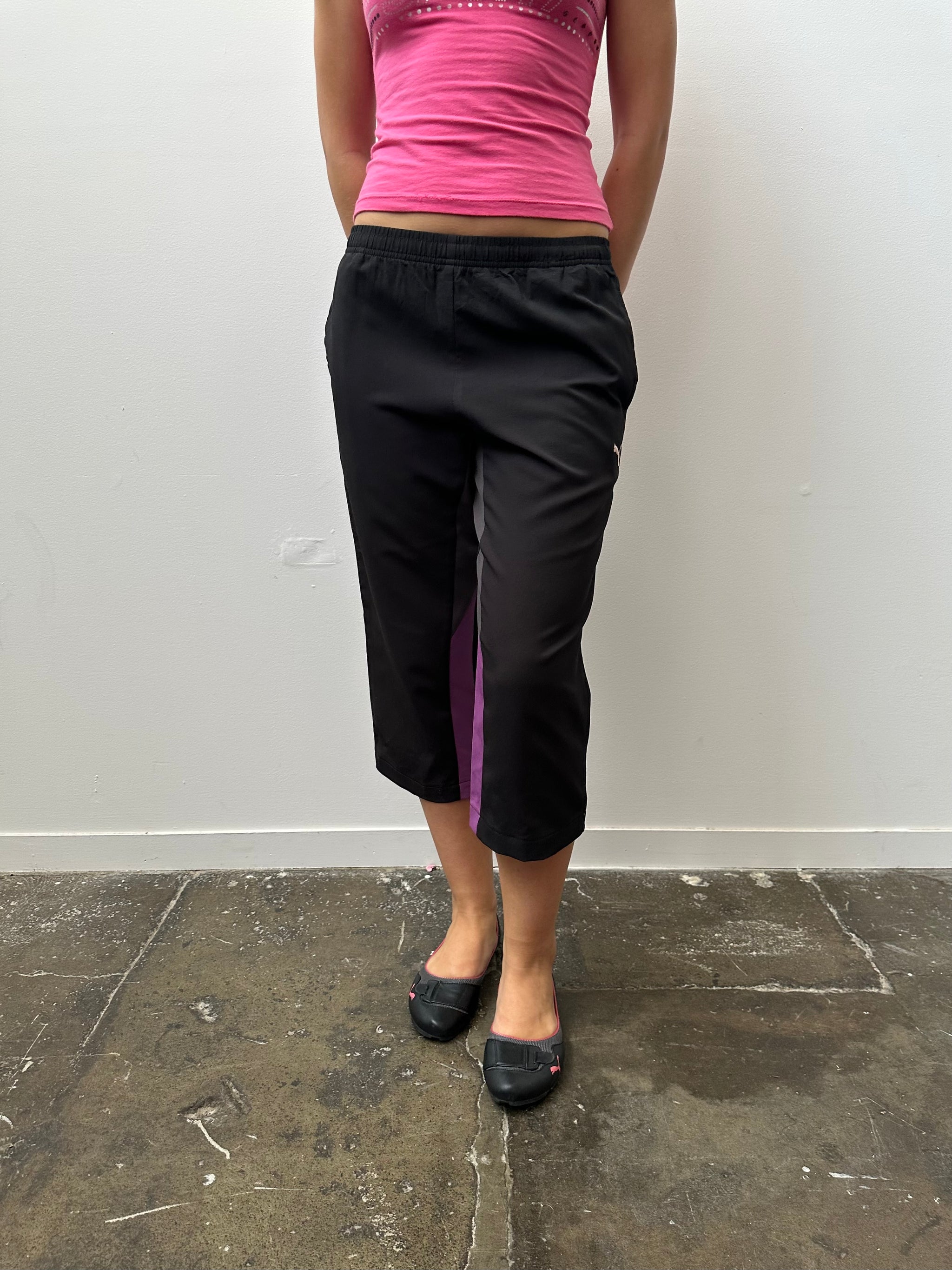 Puma Black & Purple Capri Pants - Size M