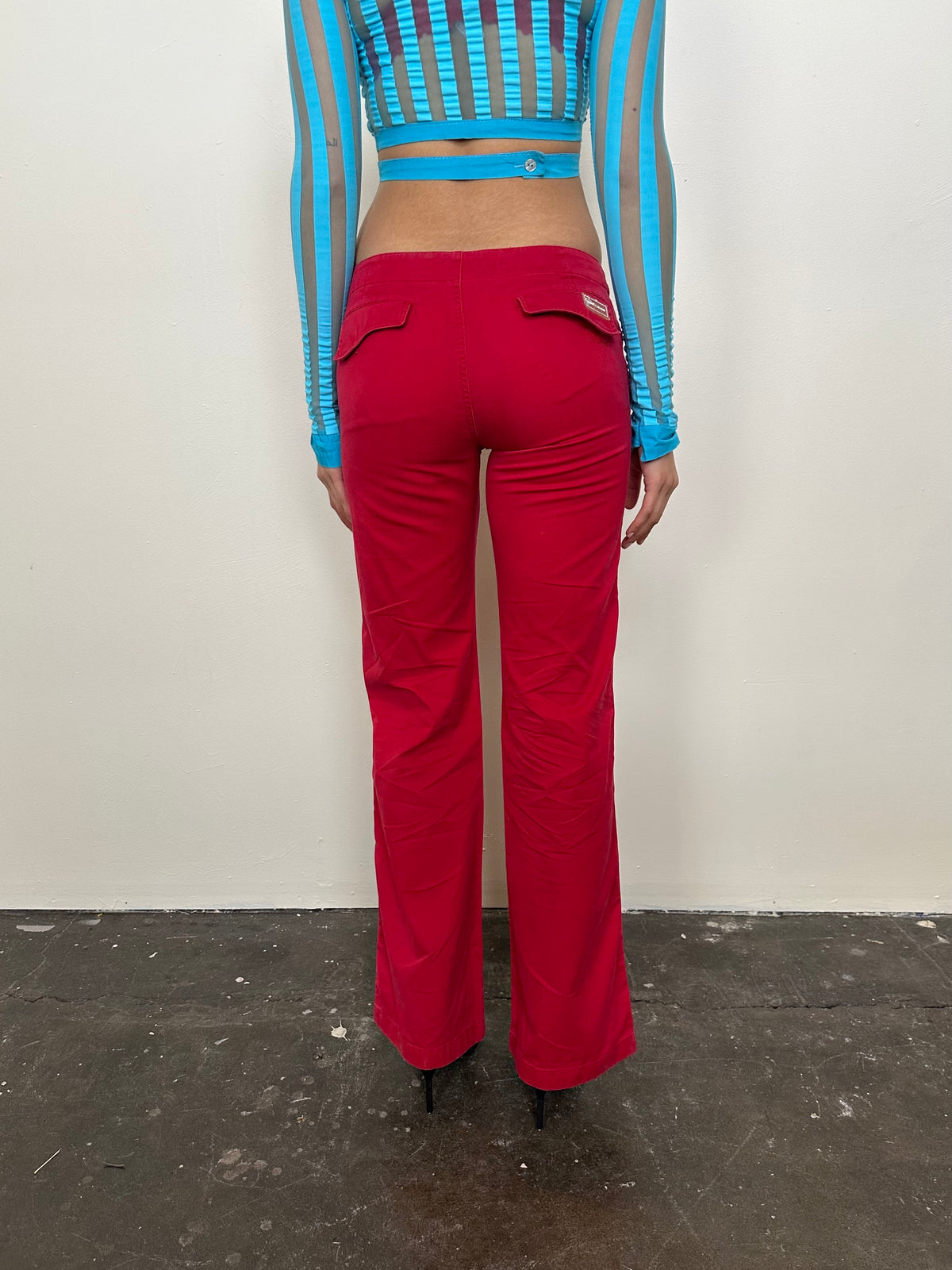 DKNY Red Low-rise Straight Leg Pants - Size S