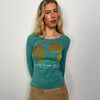 Turquoise Graphic Print Long Sleeve Top - Size M