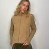 Tan Corduroy Ribbed Knitted Zip Up - Size L