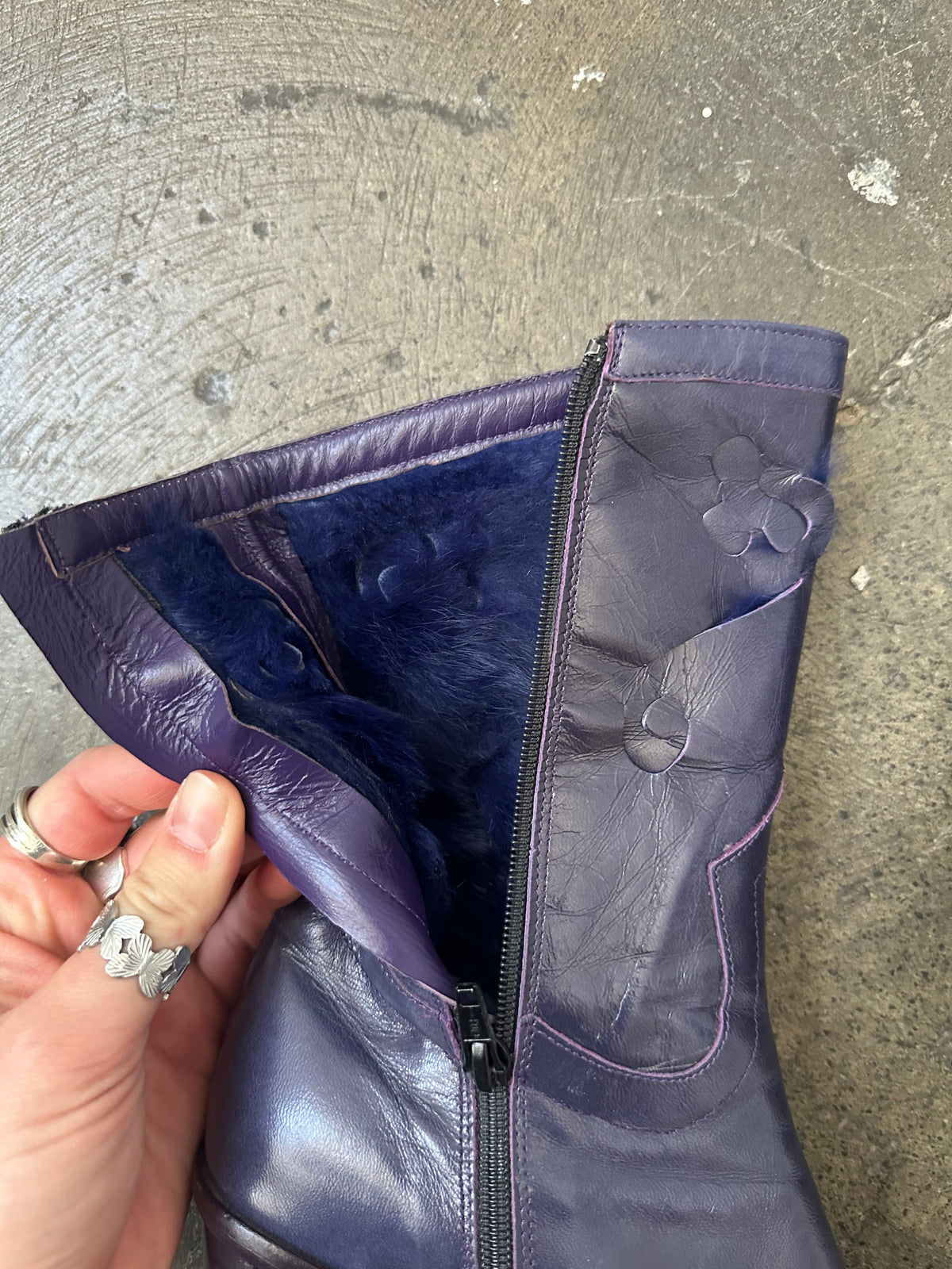 Deep Purple Faux Fur Lined Boots - Size 8