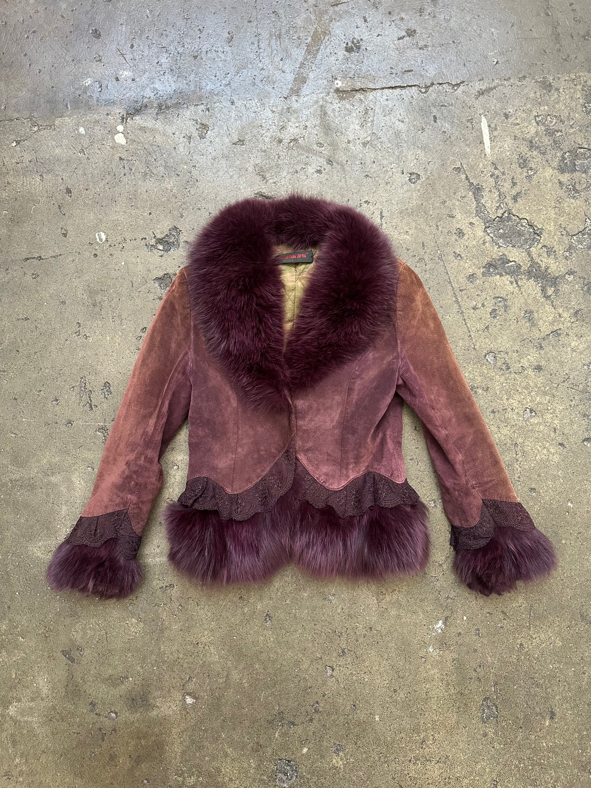Real fur & Suede Plum Jacket - Size S