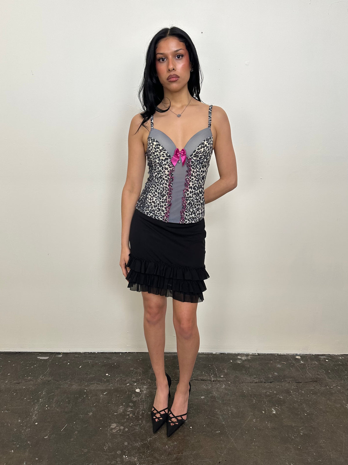 Intimissimi Grey Leopard Print Corset - Size S