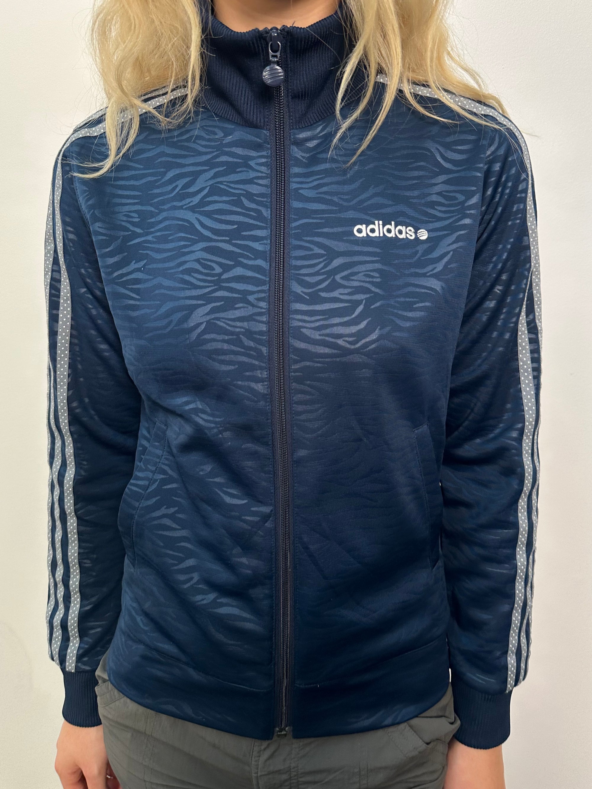 Adidas Patterned Navy Zip Up - Size S