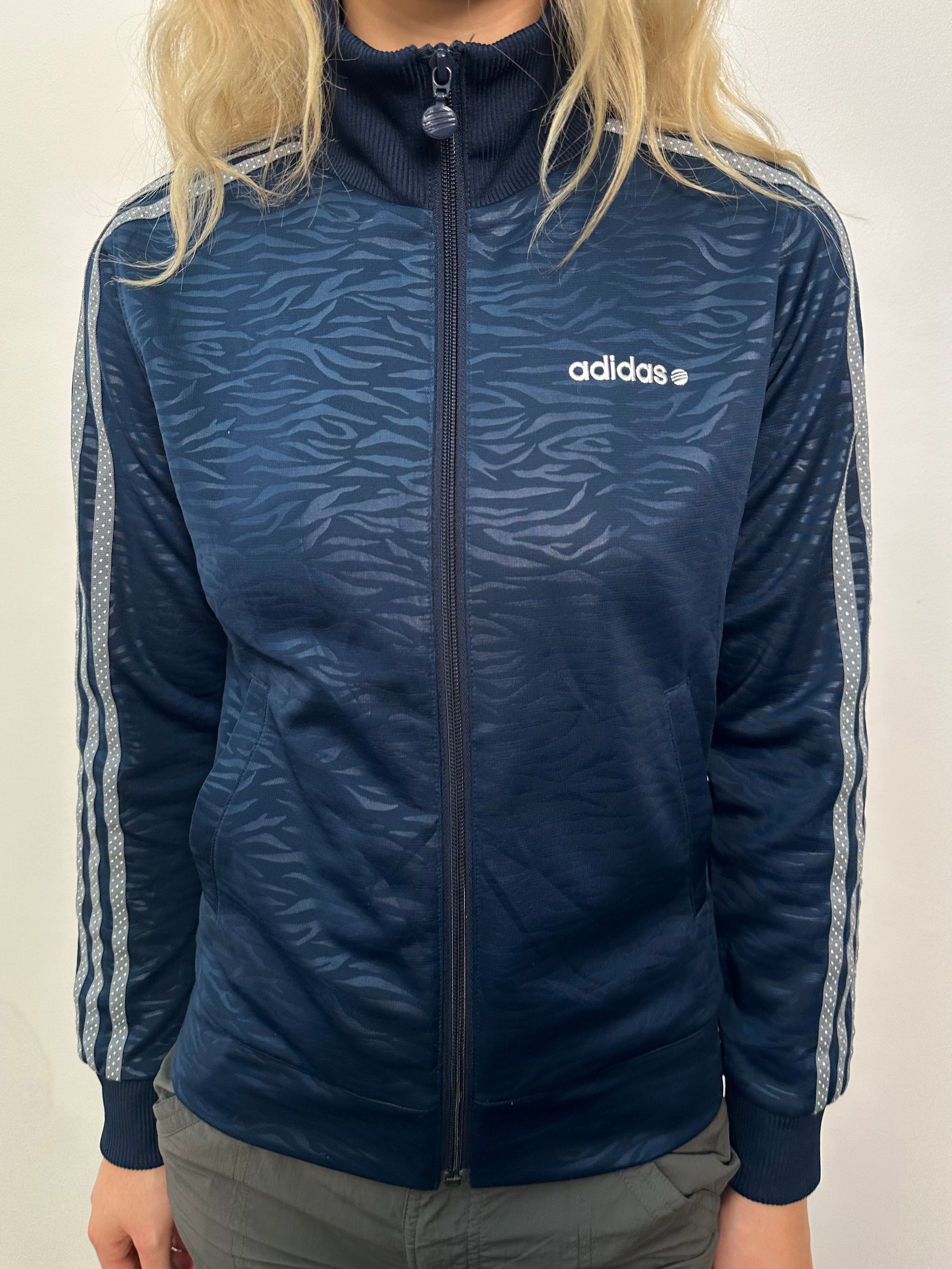 Adidas Patterned Navy Zip Up - Size S
